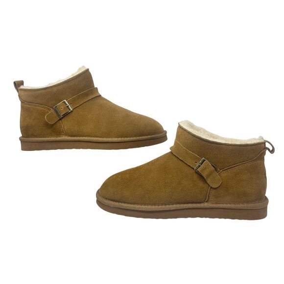 Bearpaw Slip-On Ankle Boots Womens 11 Pawz Brown Suede Leather Buckle NWT Cozy - Picture 15 of 16